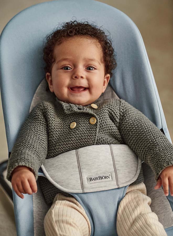 BABYBJORN هزاز توازن ناعم، منسوج/جورسيه، أزرق/رمادي - Image 4